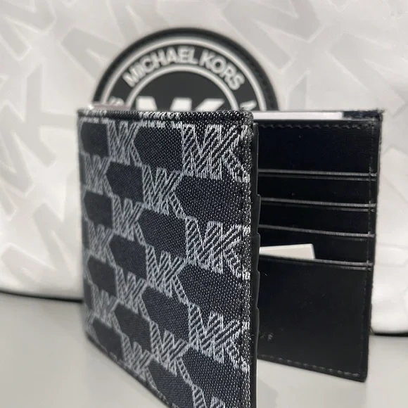 Michael Kors Men’s Women’s Cooper Logo Fabric Billfold Wallet Black Multi NWT - Picture 8 of 16